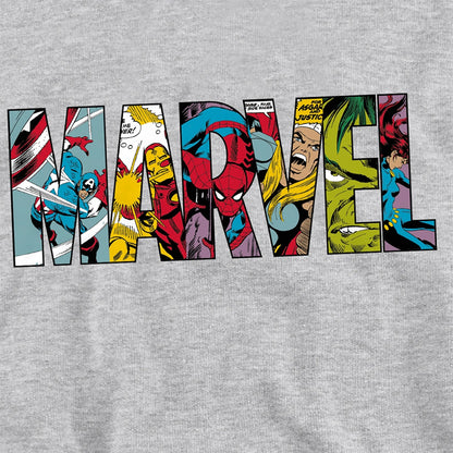 Athletic Heather - Pack Shot - Marvel Childrens-Kids Characters Logo Pullover Hoodie