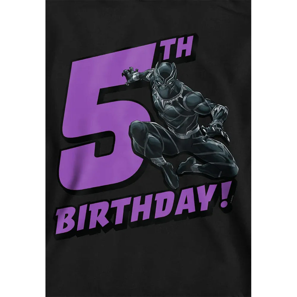 Black - Side - Black Panther Childrens-Kids 5th Birthday Hoodie