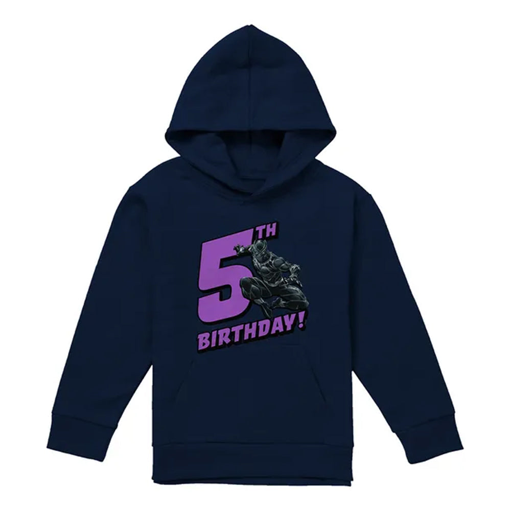 Navy - Front - Black Panther Childrens-Kids 5th Birthday Hoodie