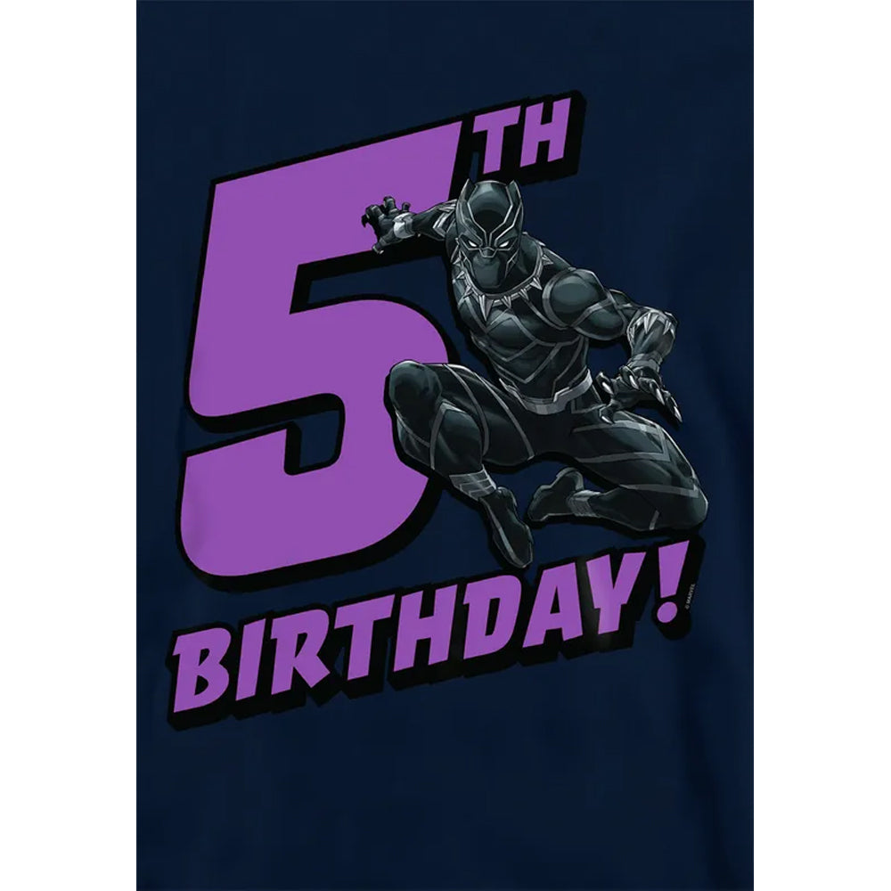 Navy - Side - Black Panther Childrens-Kids 5th Birthday Hoodie