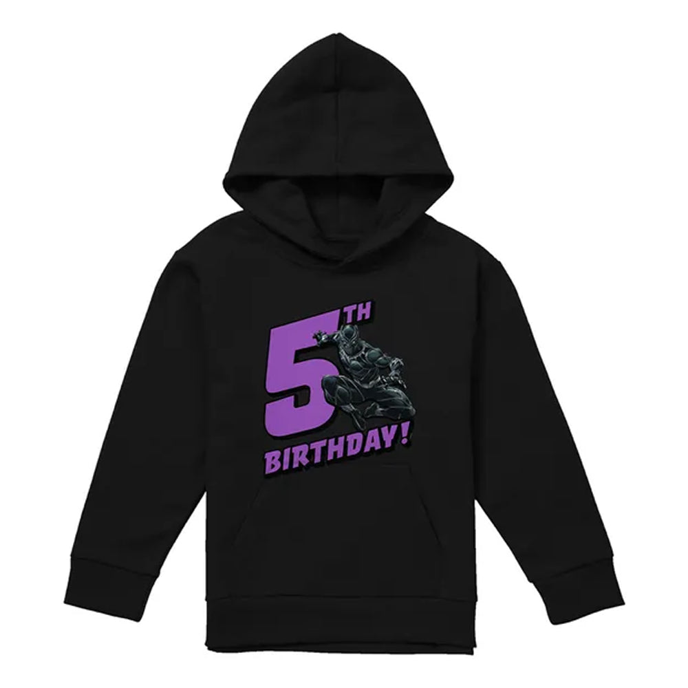 Black - Front - Black Panther Childrens-Kids 5th Birthday Hoodie