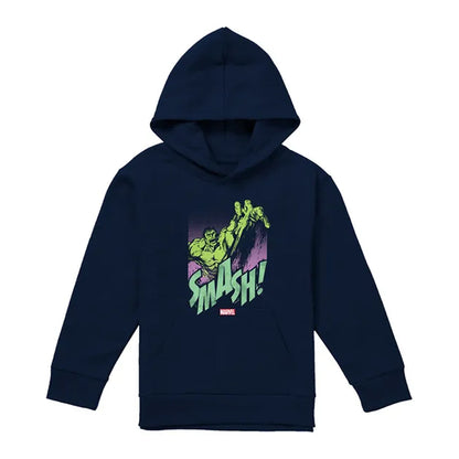 Navy - Front - The Incredible Hulk Childrens-Kids Hulk Pull Over Hoodie