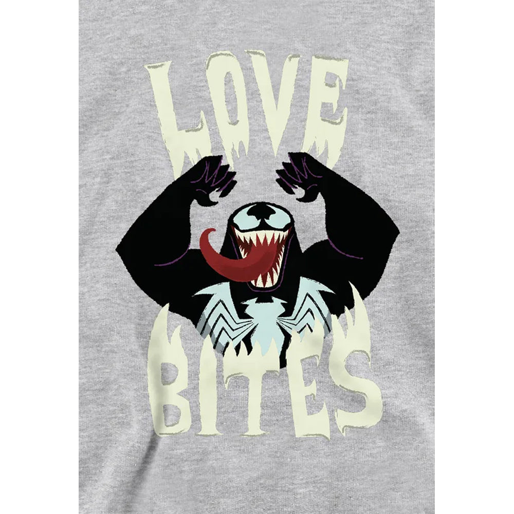 Athletic Heather - Side - Venom Childrens-Kids Love Bites Valentine`s Day Pullover Hoodie