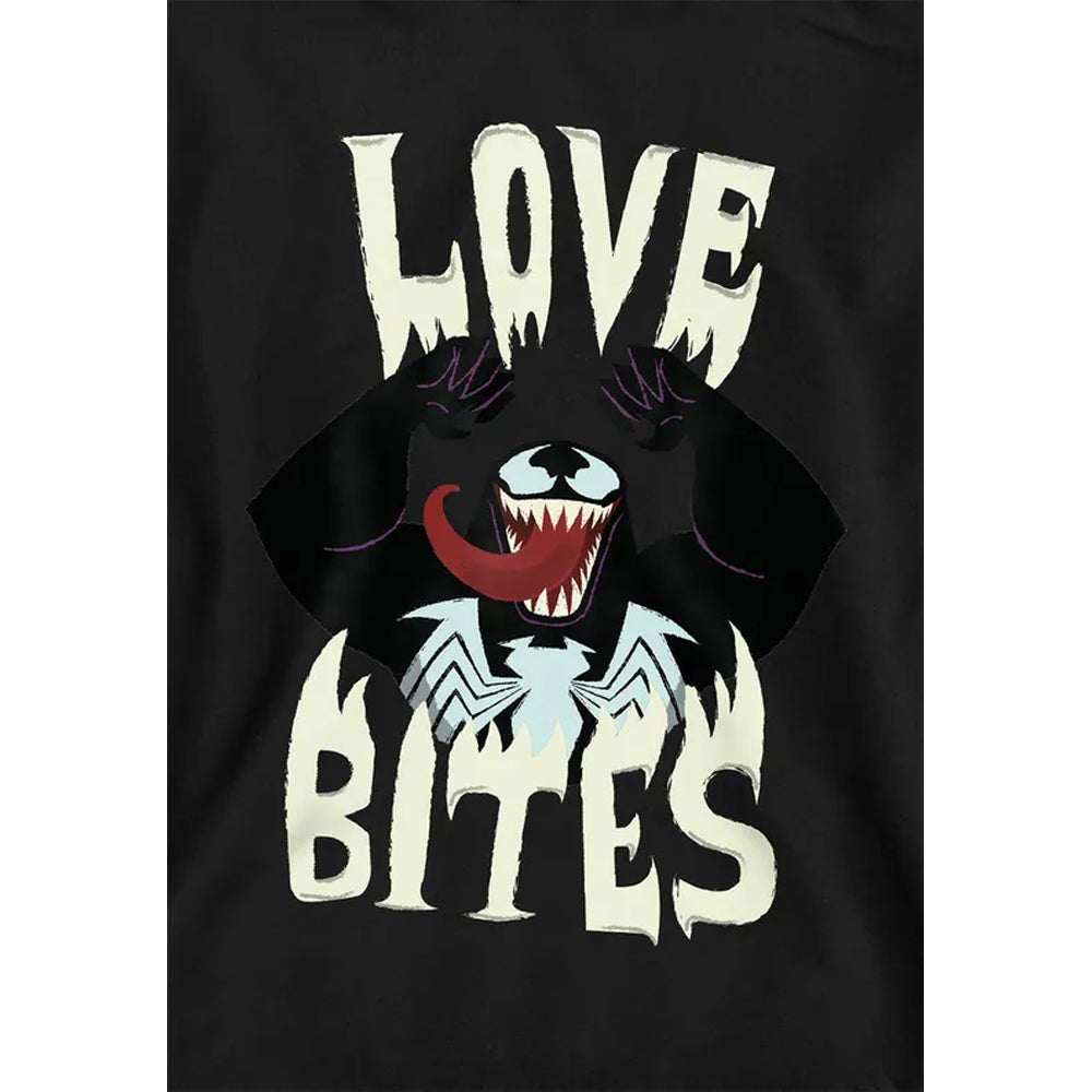 Black - Side - Venom Childrens-Kids Love Bites Valentine`s Day Pullover Hoodie