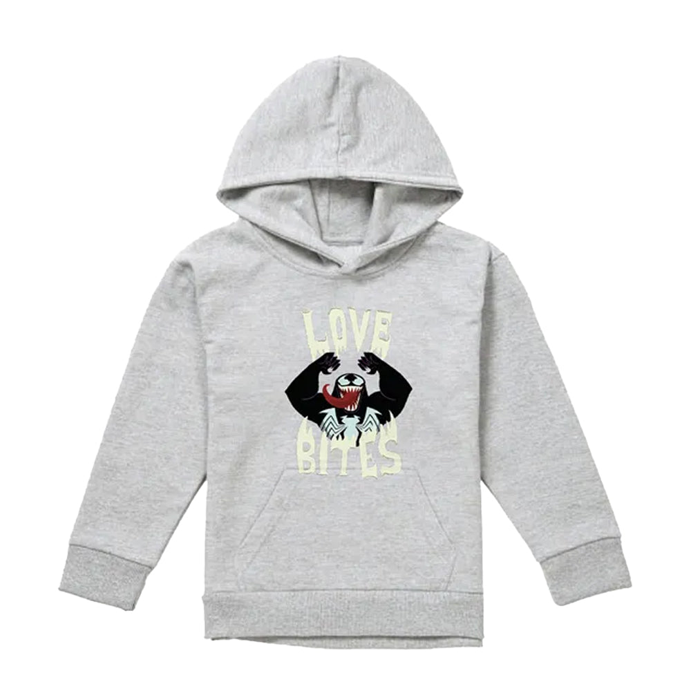 Athletic Heather - Front - Venom Childrens-Kids Love Bites Valentine`s Day Pullover Hoodie