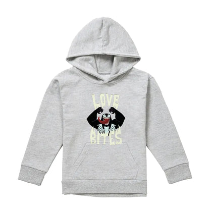 Athletic Heather - Front - Venom Childrens-Kids Love Bites Valentine`s Day Pullover Hoodie