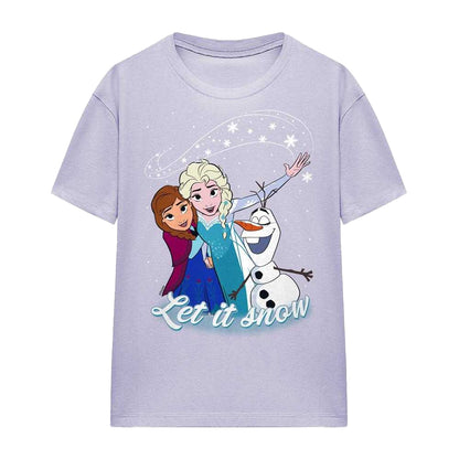 Lavender - Front - Frozen Womens-Ladies Let It Snow Elsa Anna T-Shirt