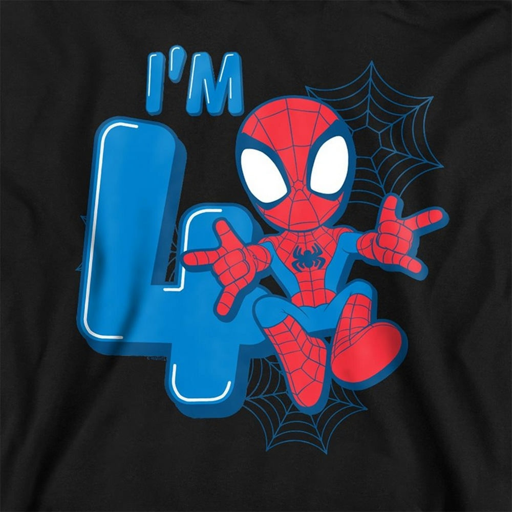 Black - Side - Spider-Man Childrens-Kids Cute Spidey 4th Birthday Hoodie