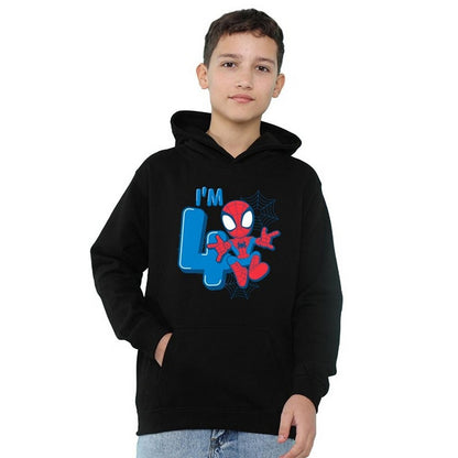 Black - Lifestyle - Spider-Man Childrens-Kids Cute Spidey 4th Birthday Hoodie