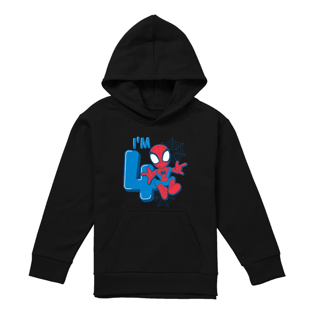 Navy - Lifestyle - Spider-Man Childrens-Kids Cute Spidey 4th Birthday Hoodie