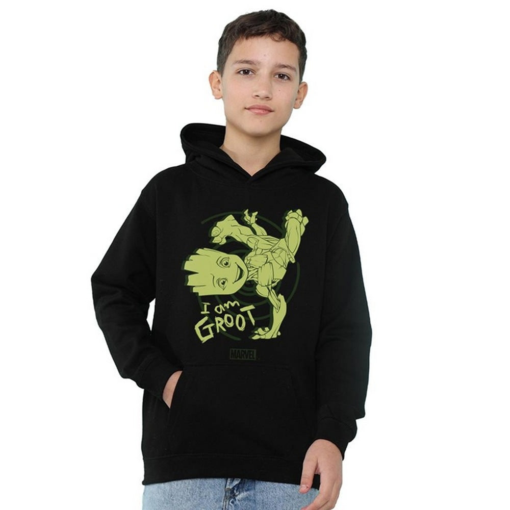 Athletic Heather - Back - I Am Groot Childrens-Kids Baby Groot Handstand Pull Over Hoodie