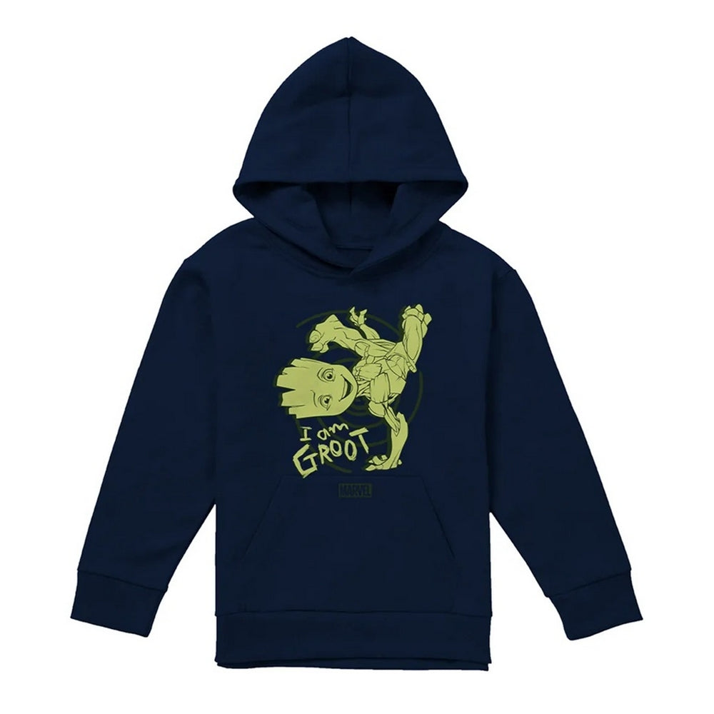 Athletic Heather - Pack Shot - I Am Groot Childrens-Kids Baby Groot Handstand Pull Over Hoodie
