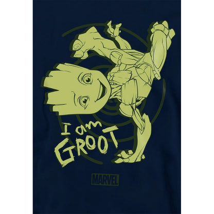Navy - Side - I Am Groot Childrens-Kids Baby Groot Handstand Pull Over Hoodie