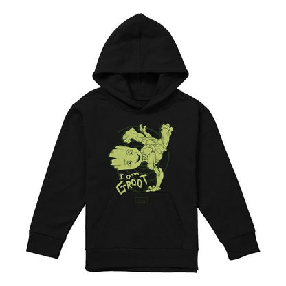 Black - Front - I Am Groot Childrens-Kids Baby Groot Handstand Pull Over Hoodie