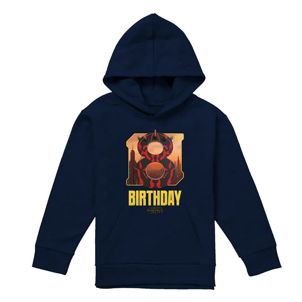 Navy - Front - Disney Star Wars Childrens-Kids Darth Maul 8th Birthday Hoodie