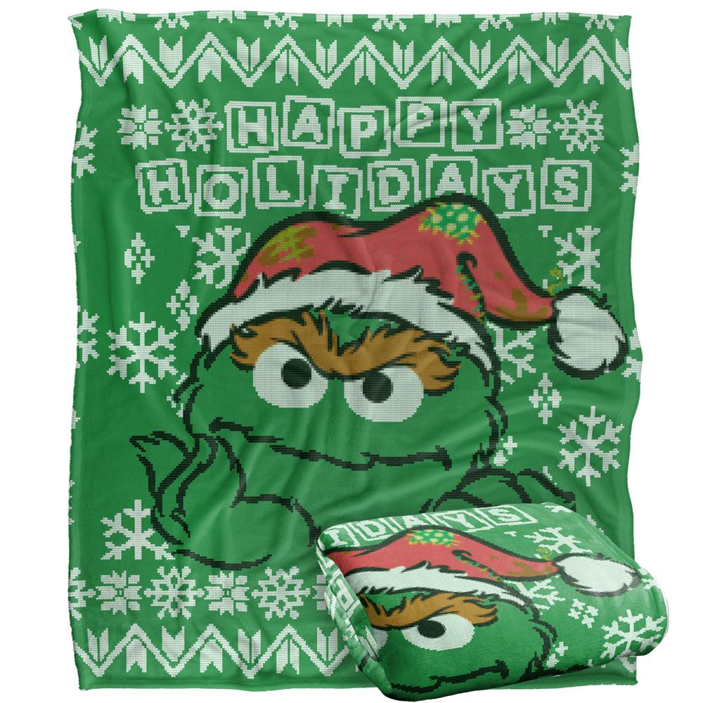 Green - Back - Sesame Street Silky Oscar The Grouch Supersoft Blanket