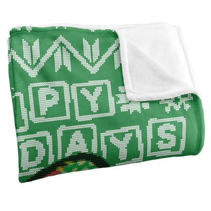 Green - Side - Sesame Street Silky Oscar The Grouch Supersoft Blanket