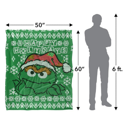 Green - Pack Shot - Sesame Street Silky Oscar The Grouch Supersoft Blanket
