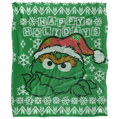 Green - Front - Sesame Street Silky Oscar The Grouch Supersoft Blanket