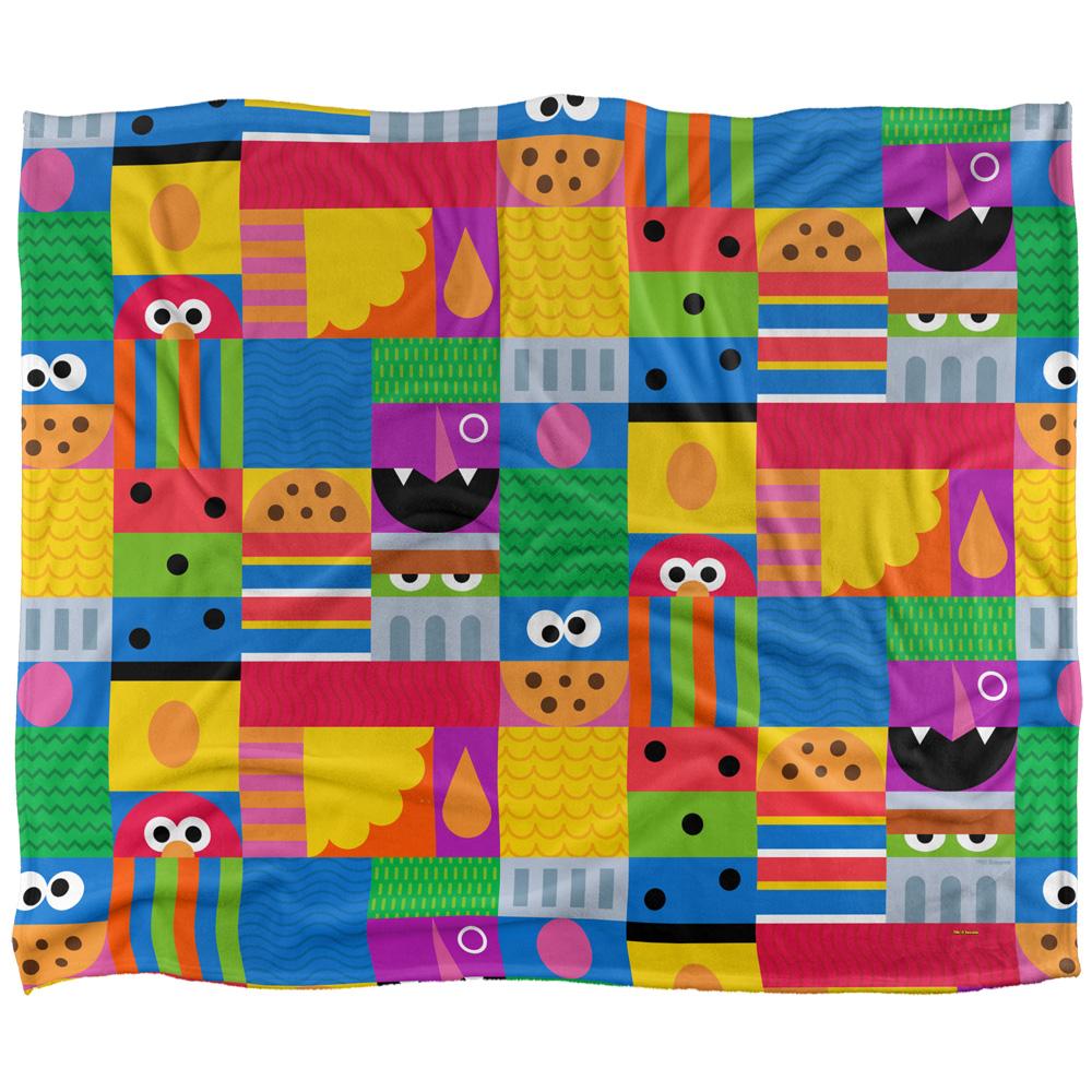 Multicoloured - Front - Sesame Street Silky Squares Supersoft Blanket