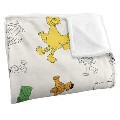 Multicoloured - Back - Sesame Street Silky Character Collage Supersoft Blanket