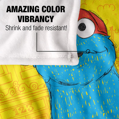 Yellow-Blue - Lifestyle - Sesame Street On The Streets Silky Cookie Monster Supersoft Blanket