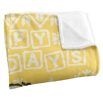 Yellow - Side - Sesame Street Silky Christmas Sweater Big Bird Supersoft Blanket