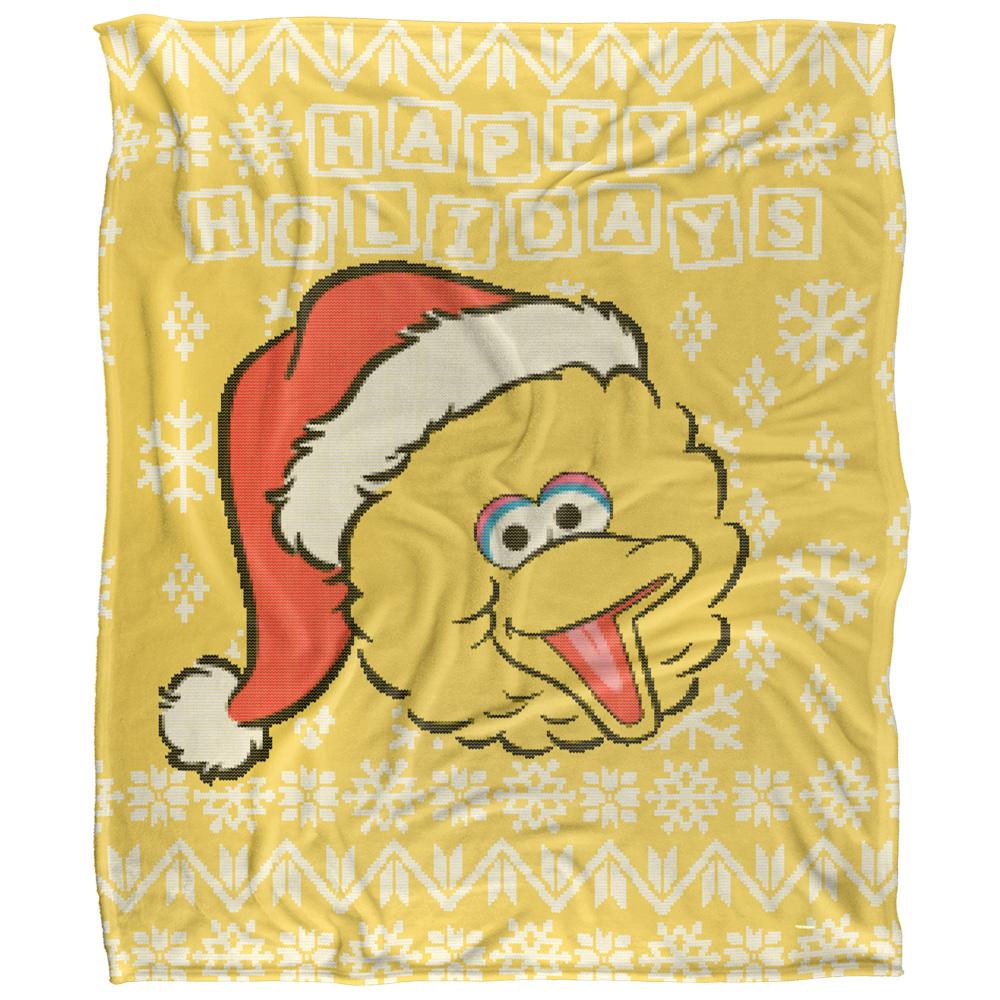 Yellow - Front - Sesame Street Silky Christmas Sweater Big Bird Supersoft Blanket