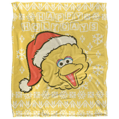 Yellow - Front - Sesame Street Silky Christmas Sweater Big Bird Supersoft Blanket