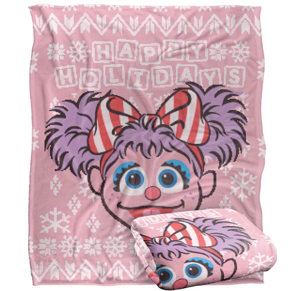 Pink-Purple - Back - Sesame Street Silky Christmas Sweater Abby Cadabby Supersoft Blanket