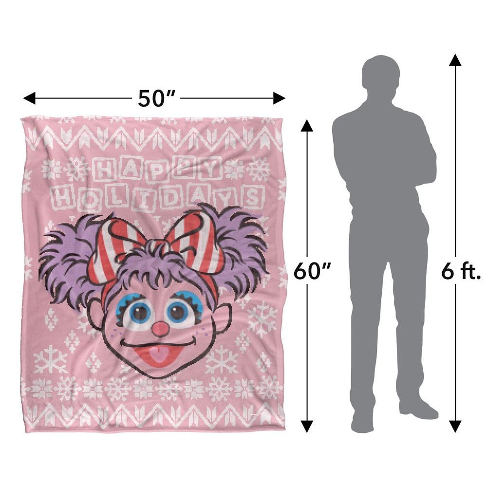 Pink-Purple - Pack Shot - Sesame Street Silky Christmas Sweater Abby Cadabby Supersoft Blanket