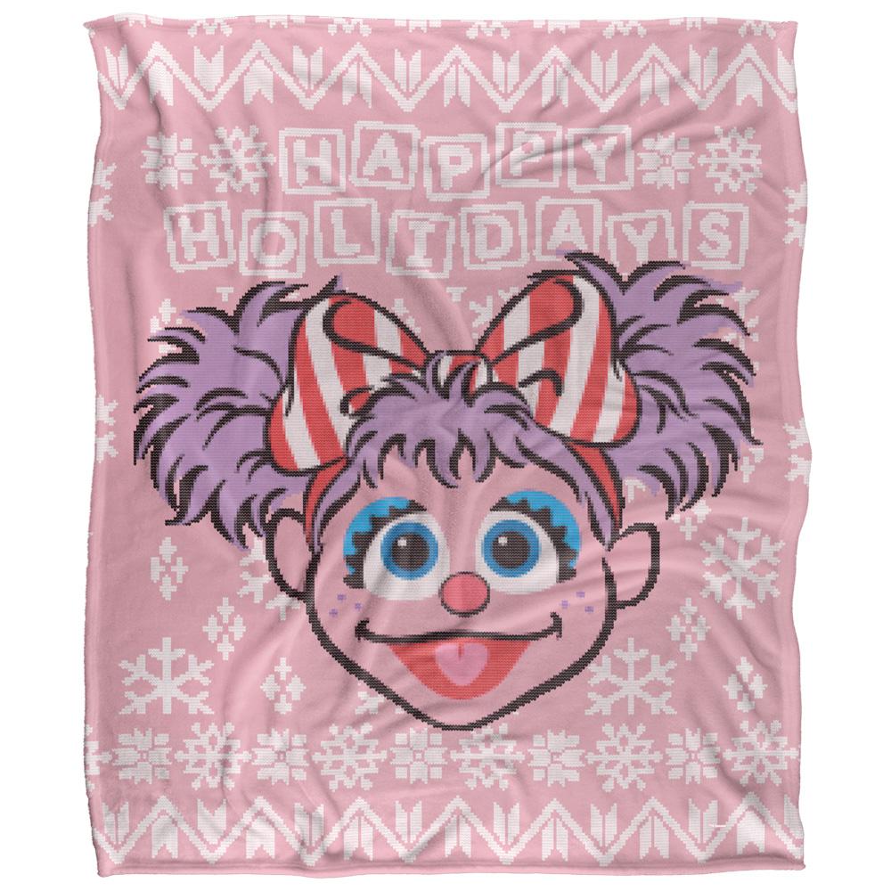 Pink-Purple - Front - Sesame Street Silky Christmas Sweater Abby Cadabby Supersoft Blanket