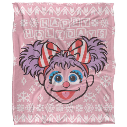Pink-Purple - Front - Sesame Street Silky Christmas Sweater Abby Cadabby Supersoft Blanket
