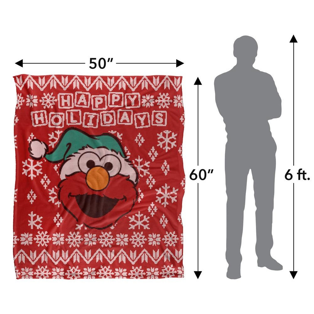 Red - Pack Shot - Sesame Street Silky Christmas Sweater Elmo Supersoft Blanket