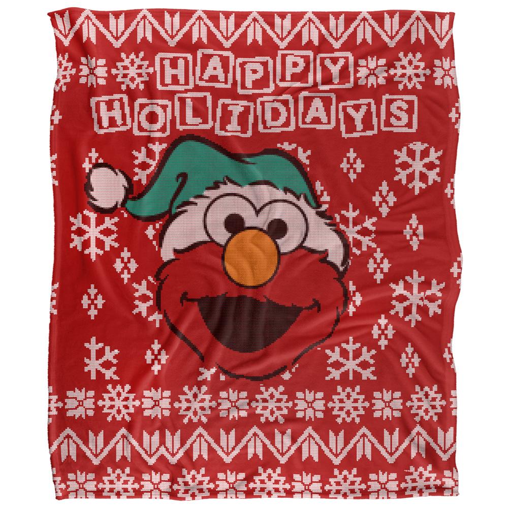 Red - Front - Sesame Street Silky Christmas Sweater Elmo Supersoft Blanket