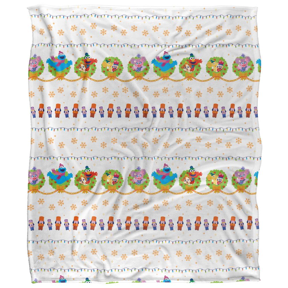 Multicoloured - Front - Sesame Street Silky Wreath Supersoft Blanket