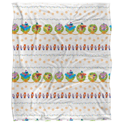 Multicoloured - Front - Sesame Street Silky Wreath Supersoft Blanket