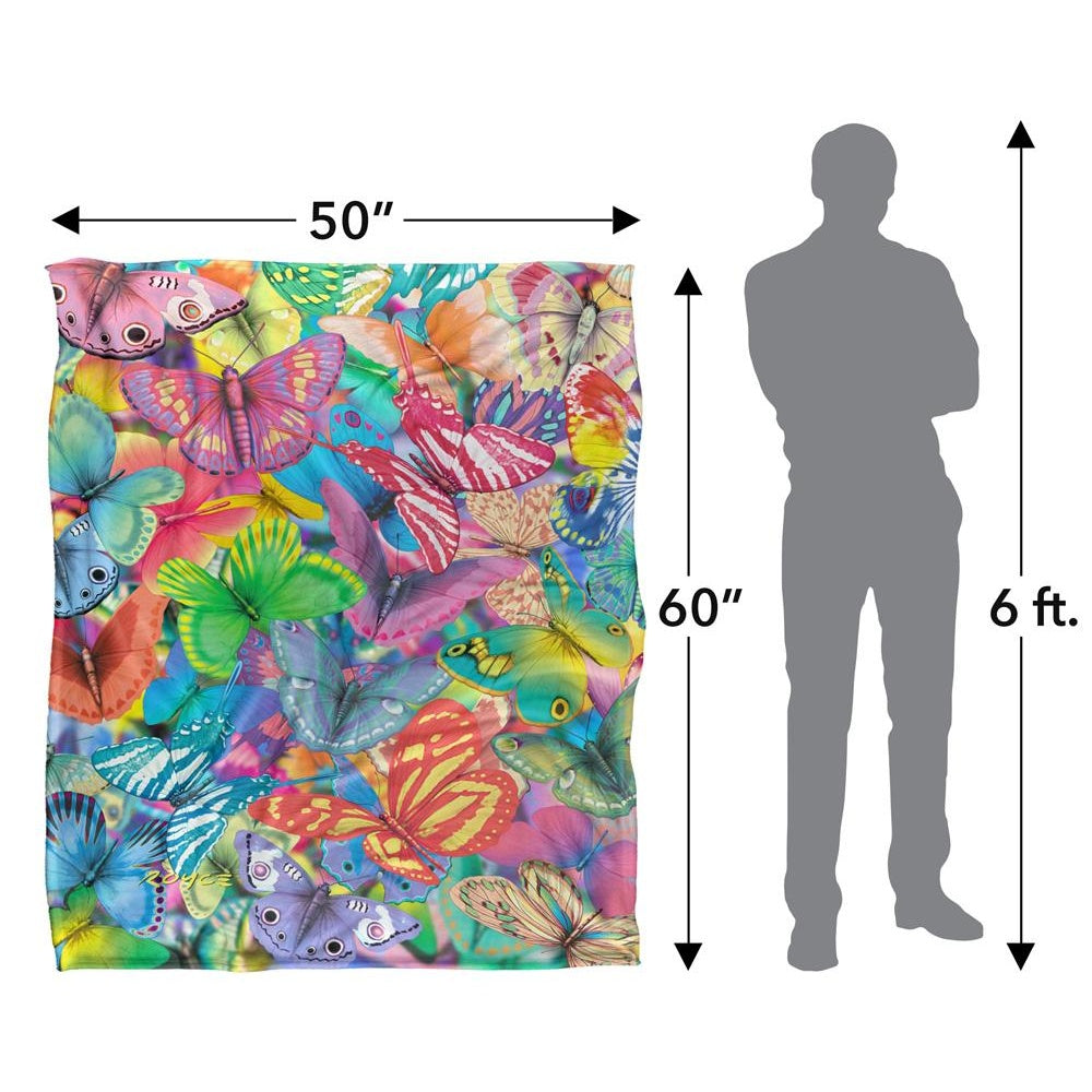 Multicoloured - Pack Shot - Royce McClure Butterfly Magic Colorful Silky Supersoft Blanket