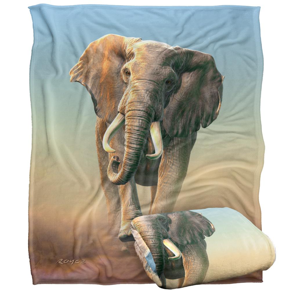 Multicoloured - Back - Royce McClure Charging Elephant Silky Supersoft Blanket