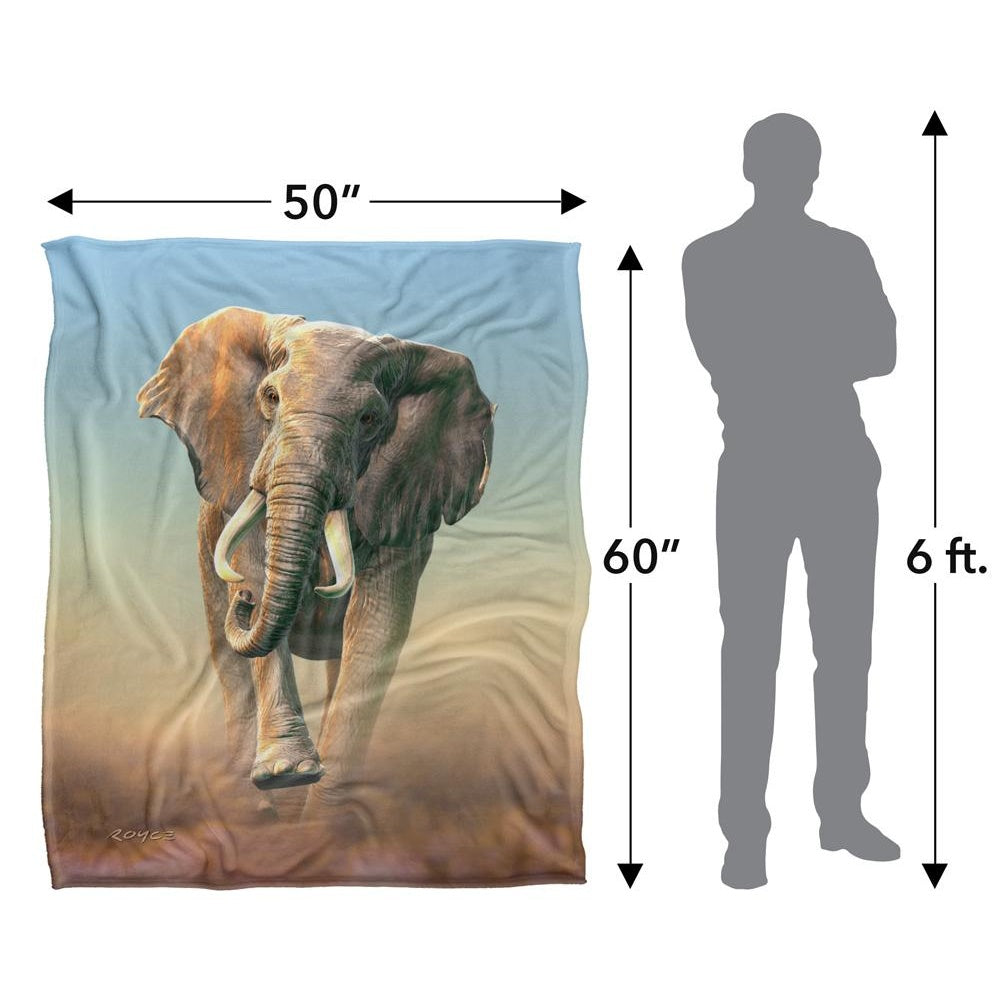 Multicoloured - Pack Shot - Royce McClure Charging Elephant Silky Supersoft Blanket