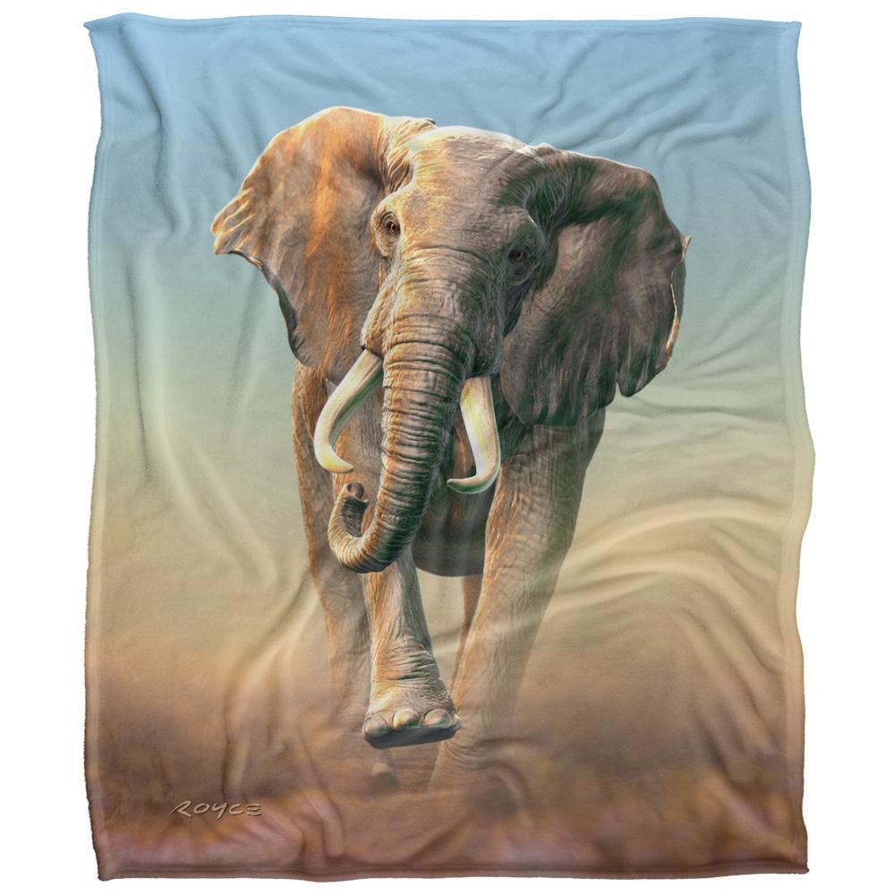Multicoloured - Front - Royce McClure Charging Elephant Silky Supersoft Blanket
