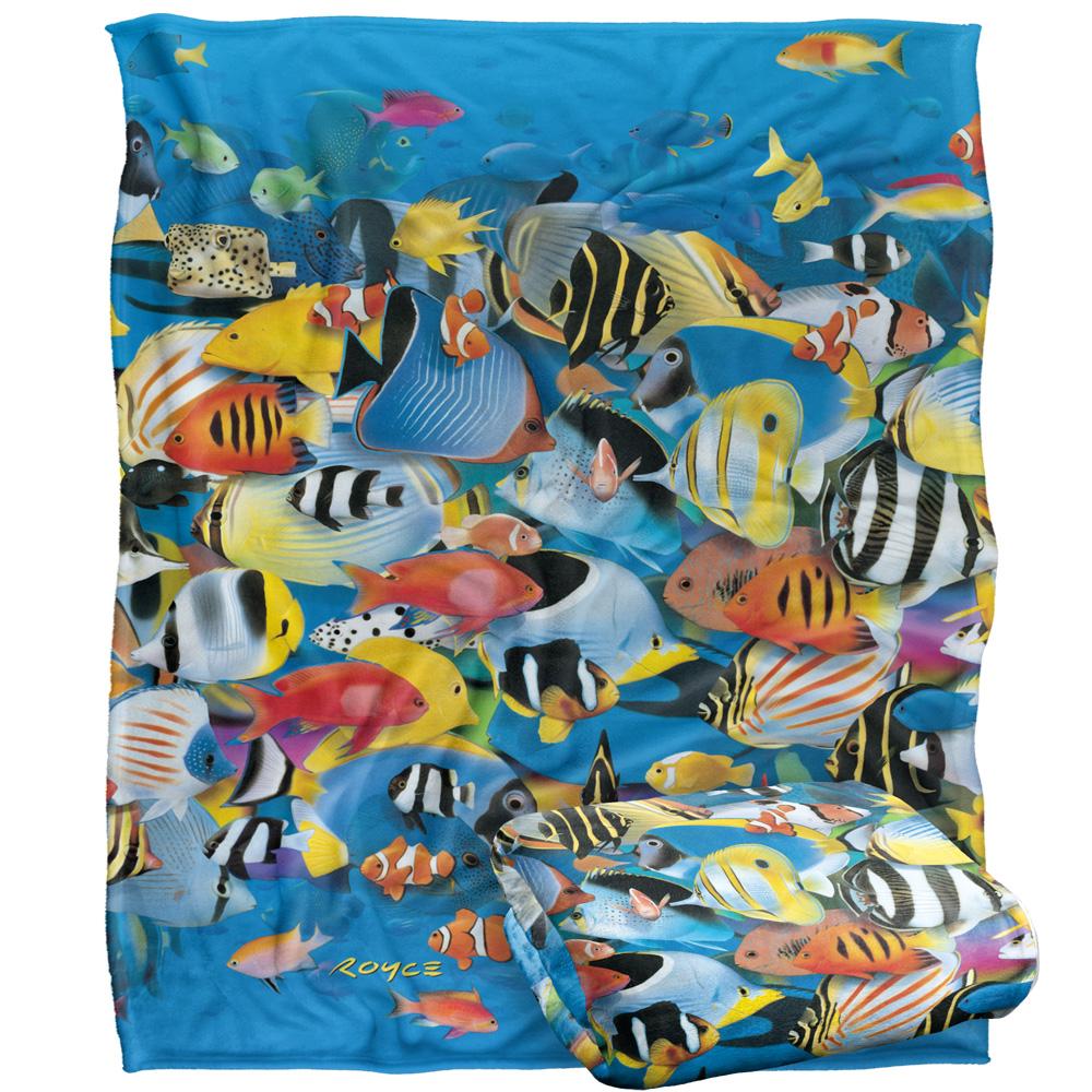 Multicoloured - Back - Royce McClure Day Dive Silky Tropical Fish Supersoft Blanket