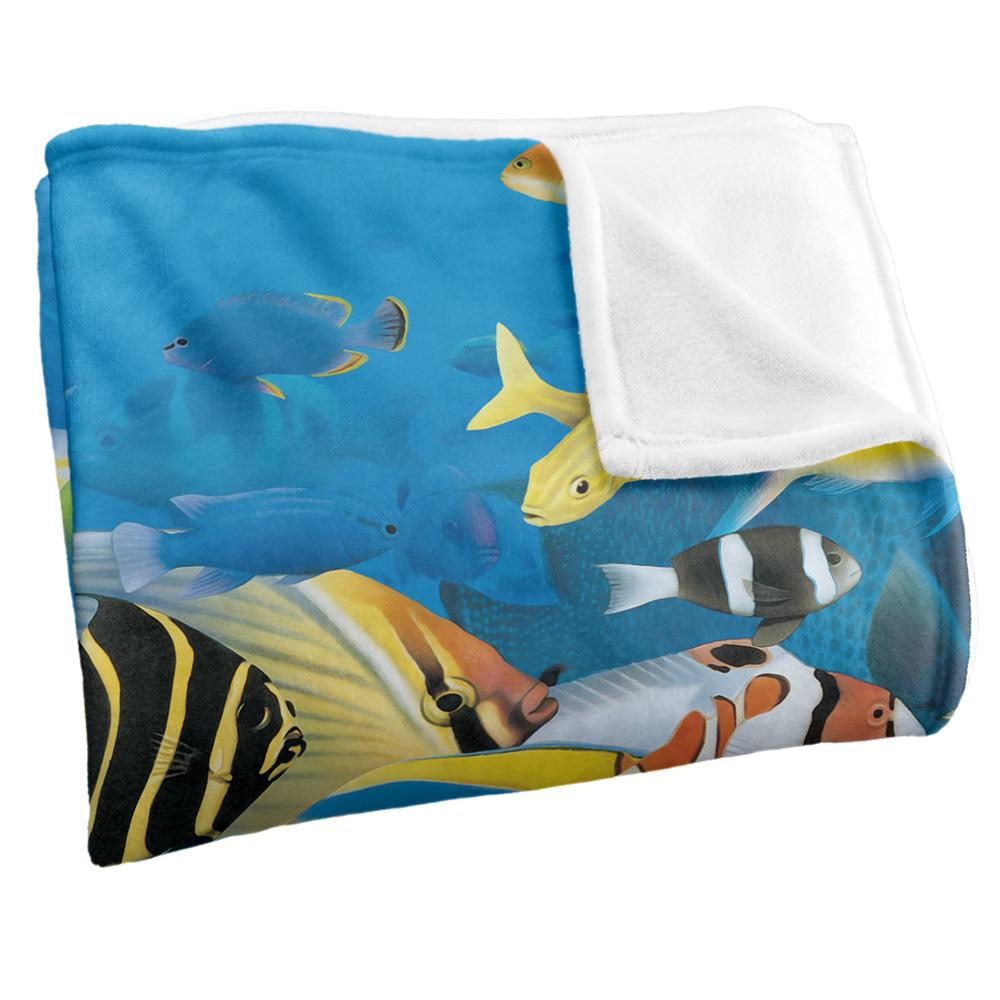 Multicoloured - Side - Royce McClure Day Dive Silky Tropical Fish Supersoft Blanket