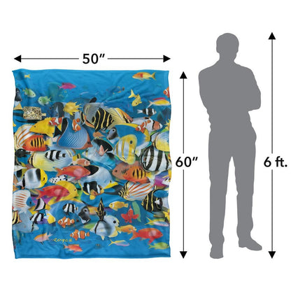 Multicoloured - Close up - Royce McClure Day Dive Silky Tropical Fish Supersoft Blanket