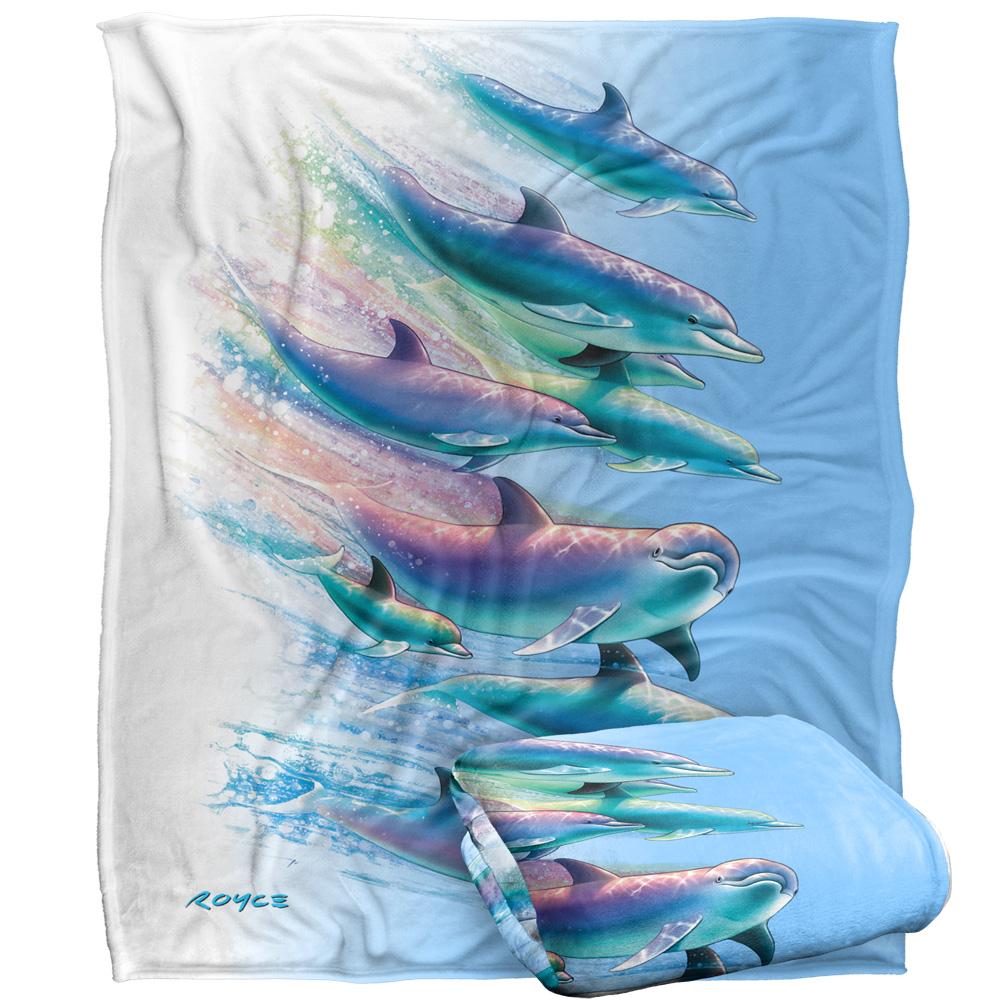 Multicoloured - Back - Royce McClure Dolphin Flow Silky Supersoft Blanket