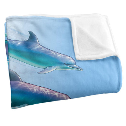 Multicoloured - Side - Royce McClure Dolphin Flow Silky Supersoft Blanket