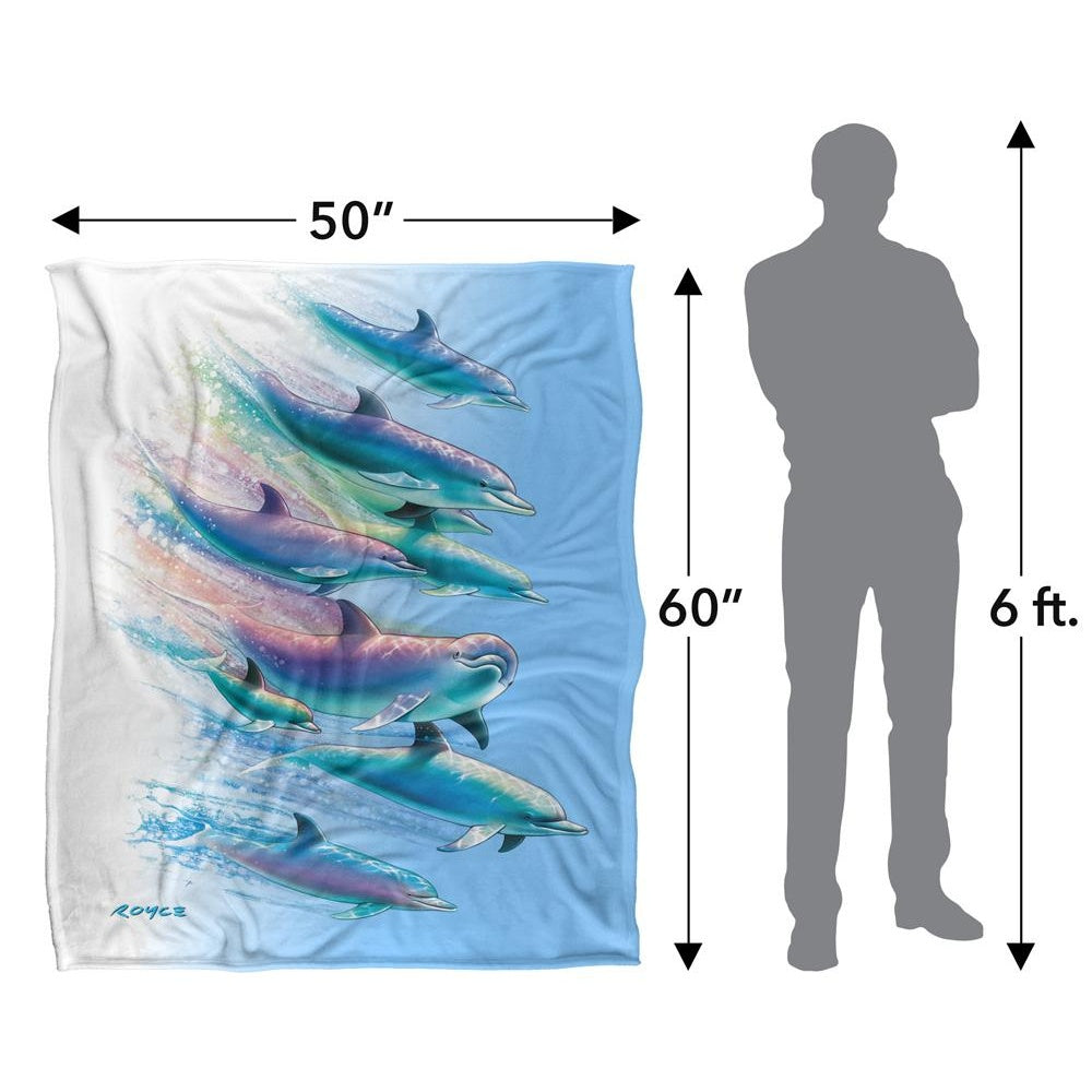 Multicoloured - Pack Shot - Royce McClure Dolphin Flow Silky Supersoft Blanket