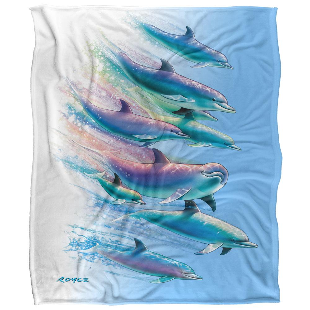 Multicoloured - Front - Royce McClure Dolphin Flow Silky Supersoft Blanket