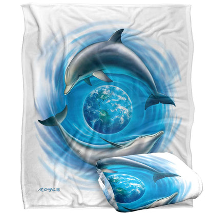 Multicoloured - Back - Royce McClure Dolphin World Silky Supersoft Blanket