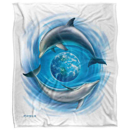 Multicoloured - Front - Royce McClure Dolphin World Silky Supersoft Blanket